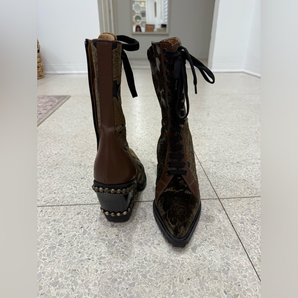 Chloe Rylee Baroque Velvet lace-up boots size 40 - Picture 4 of 7